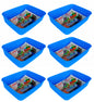Plastic Checkered Small Storage Basket without lid Ocean Blue Colour side & upper view set of 6