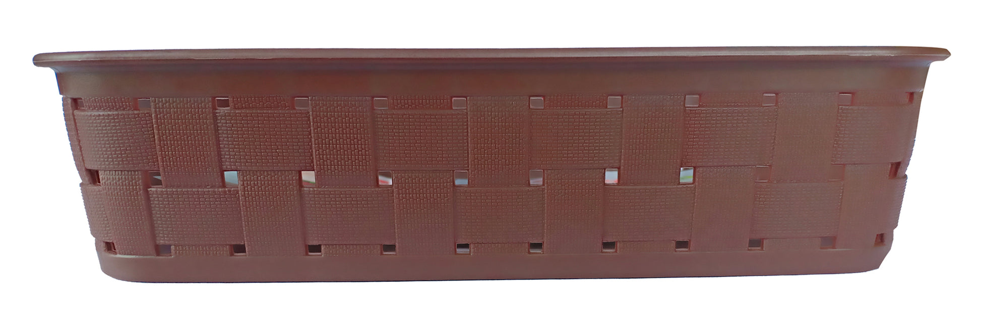 Plastic Checkered Small Storage Basket without lid Chocolate Brown front view 