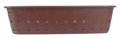Plastic Checkered Small Storage Basket without lid Chocolate Brown front view 