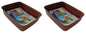 Plastic Checkered Small Storage Basket without lid Chocolate Brown front & upper view set of 2