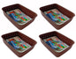 Plastic Checkered Small Storage Basket without lid Chocolate Brown side & upper view set of 4