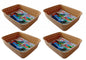 Plastic Checkered Small Storage Basket without lid Beige Colour side & upper view set of 4