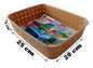 Plastic Checkered Small Storage Basket without lid Beige Colour showing basket size