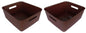 Plastic Checkered Large Storage Baskets without lid Chocolate Brown Colour side & upper view set of 2