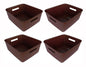 Plastic Checkered Large Storage Baskets without lid Chocolate Brown Colour side & upper view set of 4