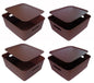 Plastic Checkered Large Storage Baskets with lid Chocolate Brown side & front view set of 4