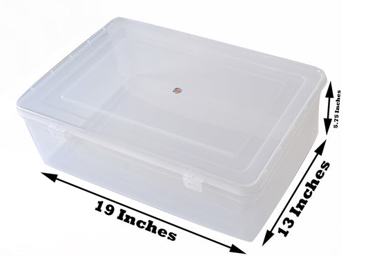 Clear Plastic Giant Storage Box showing box size