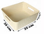 Plastic Checkered Large Storage Basket without lid Pearl White Colour showing size