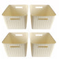 Plastic Extra Large Storage Baskets Pearl White Colour with front & upper view set of 4