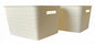 Plastic Extra Large Storage Baskets Pearl White Colour with side view set of 2