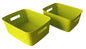 Plastic Checkered Medium Storage Baskets Parrot Green Colour front & upper view side & upper view