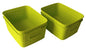 Plastic Checkered Medium Storage Baskets Parrot Green Colour  side & upper view set of 4