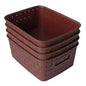 Plastic Checkered Medium Storage Basket without lid Chocolate Brown Colour side view