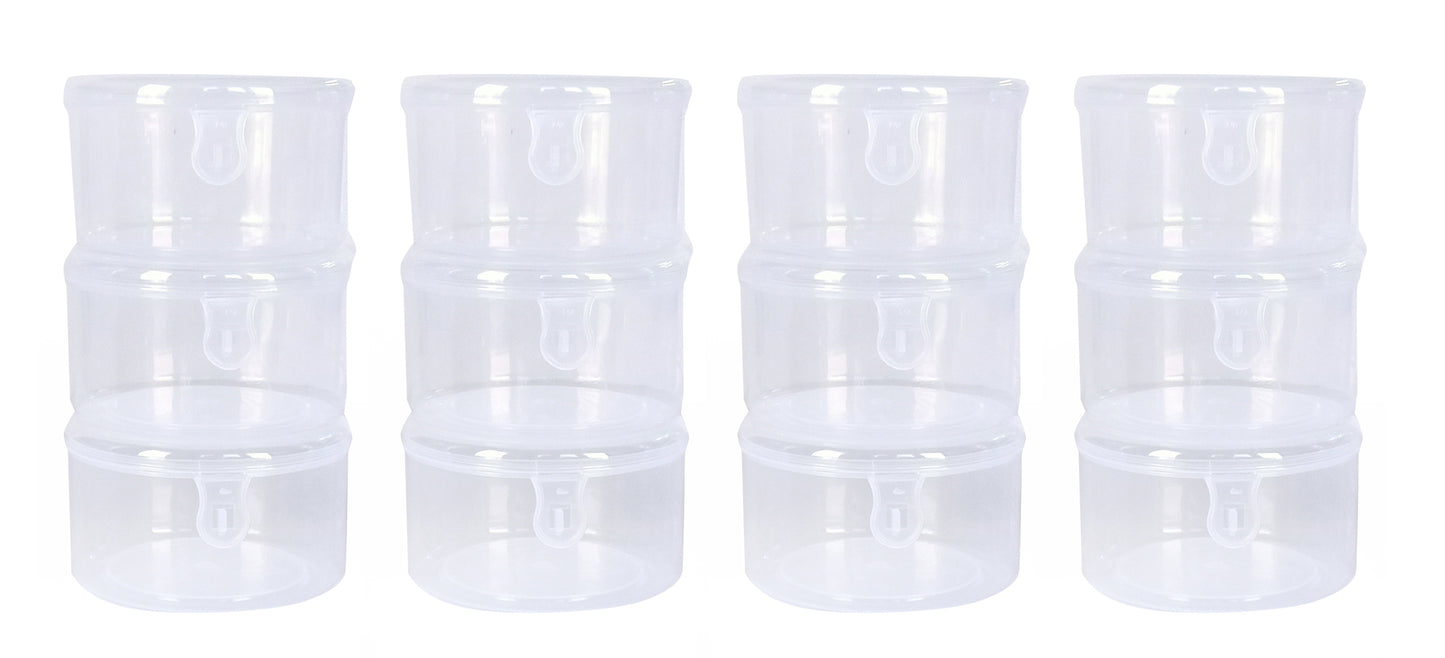 Plastic Clear Circular Storage Boxes set of 24 front view