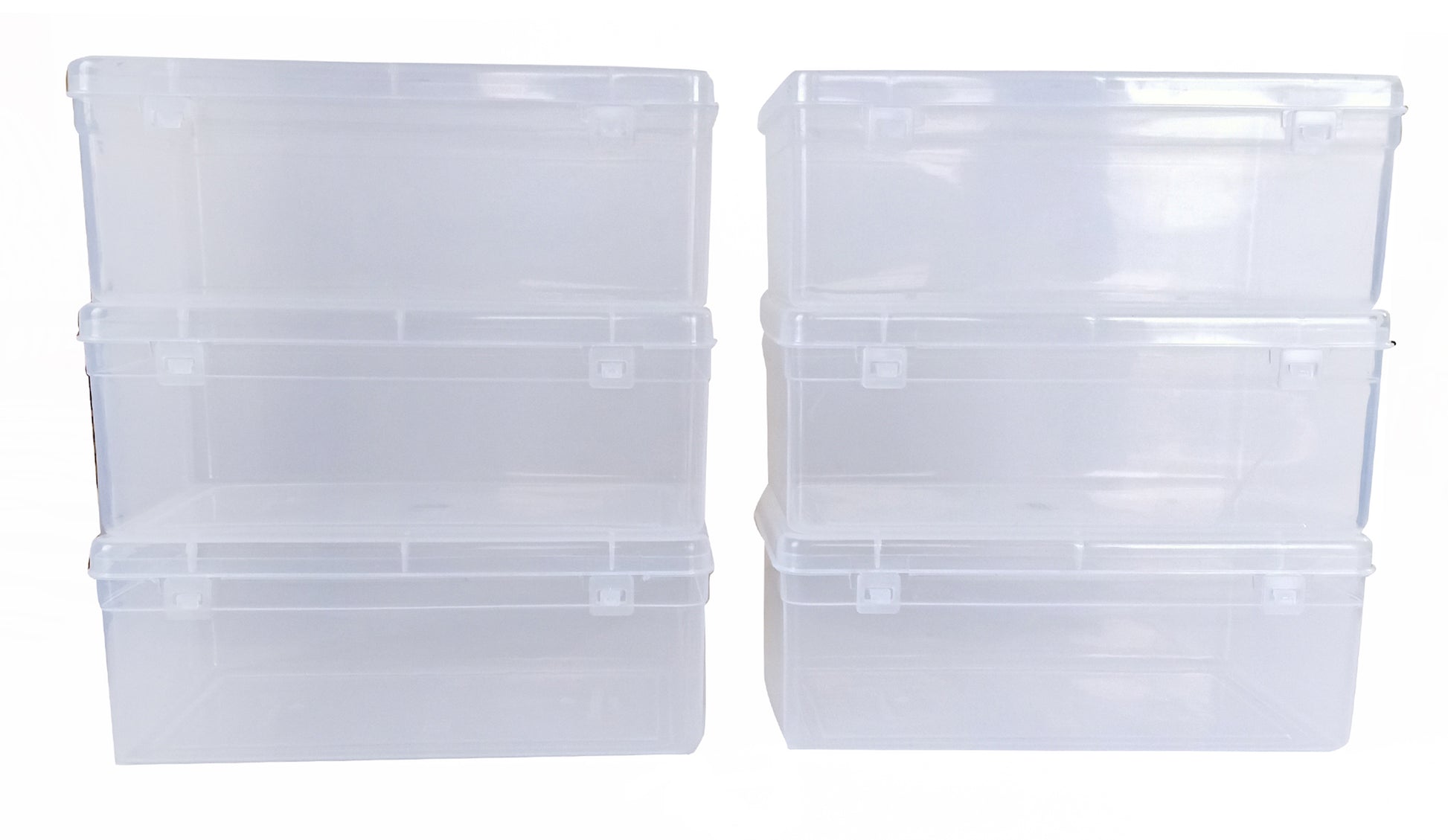 Clear Plastic Bright Medium Rectangular Storage Boxes set of six