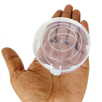 Plastic Clear Circular Storage Boxes box on plam