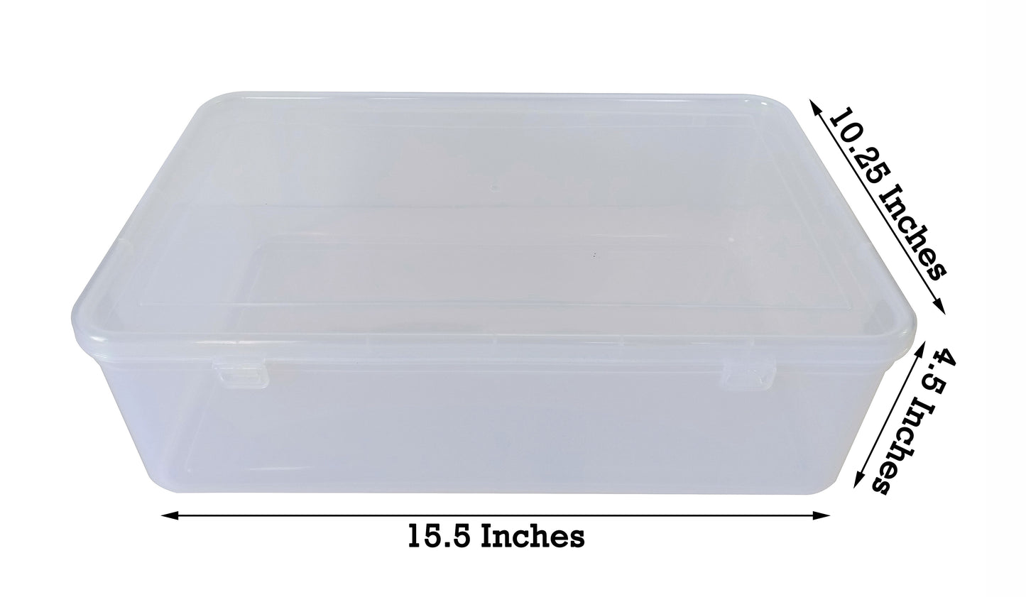 Clear Plastic Extra Large Storage Box showing box size