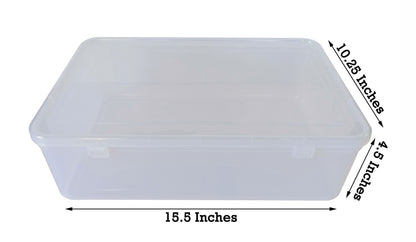 Clear Plastic Extra Large Storage Box showing box size