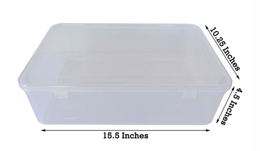 Clear Plastic Extra Large Storage Box showing box size
