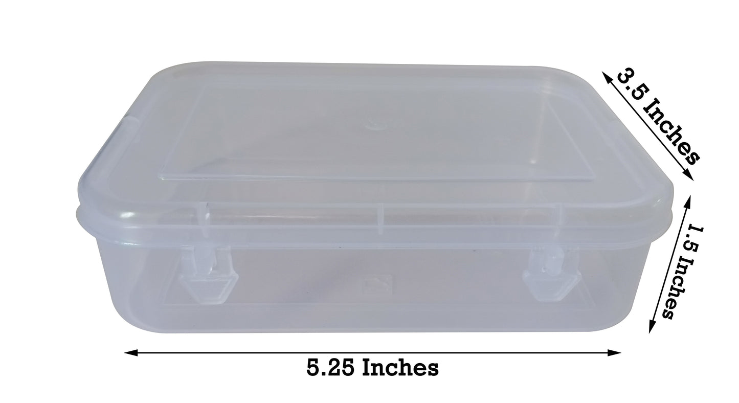 Clear Plastic Medium Storage Boxes showing box size