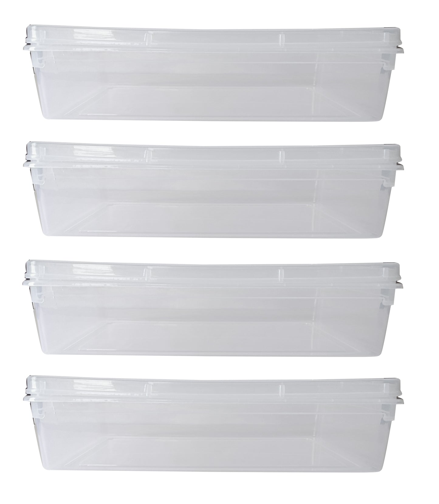 Clear Plastic Extra Large Storage Boxes - Fully Detachable Lid set of 4