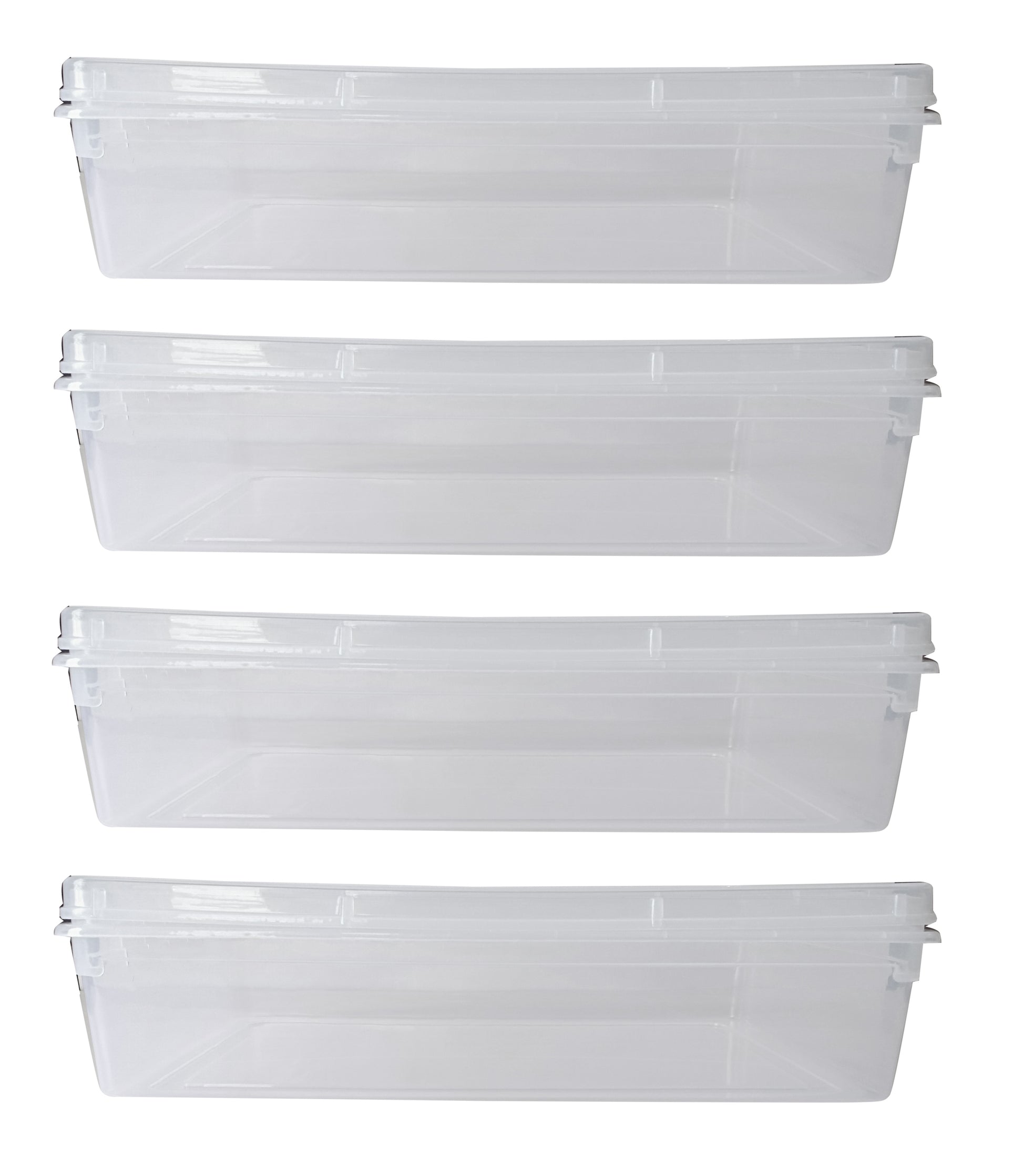 Clear Plastic Extra Large Storage Boxes - Fully Detachable Lid set of 4