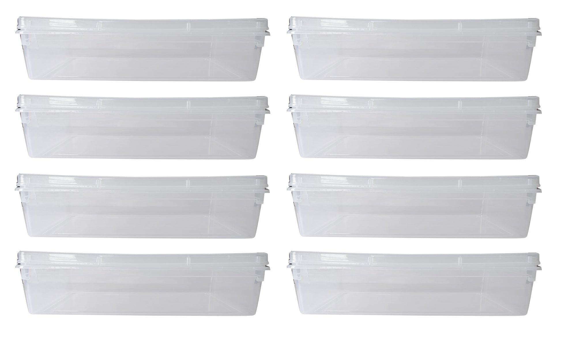 Clear Plastic Extra Large Storage Boxes - Fully Detachable Lid set of 8