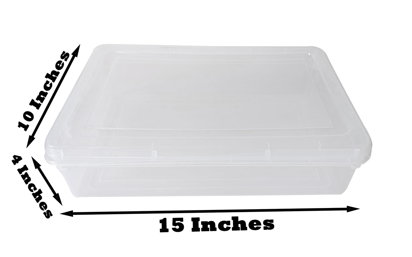 Clear Plastic Extra Large Storage Boxes - Fully Detachable Lid shoing box size