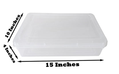 Clear Plastic Extra Large Storage Boxes - Fully Detachable Lid shoing box size