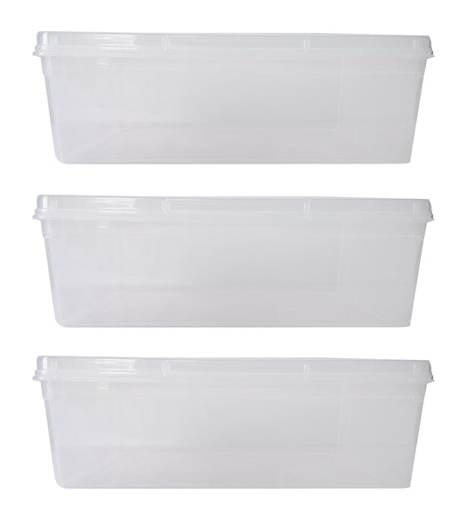 Clear Plastic Extra Large Storage Boxes - Fully Detachable Lid set of 3