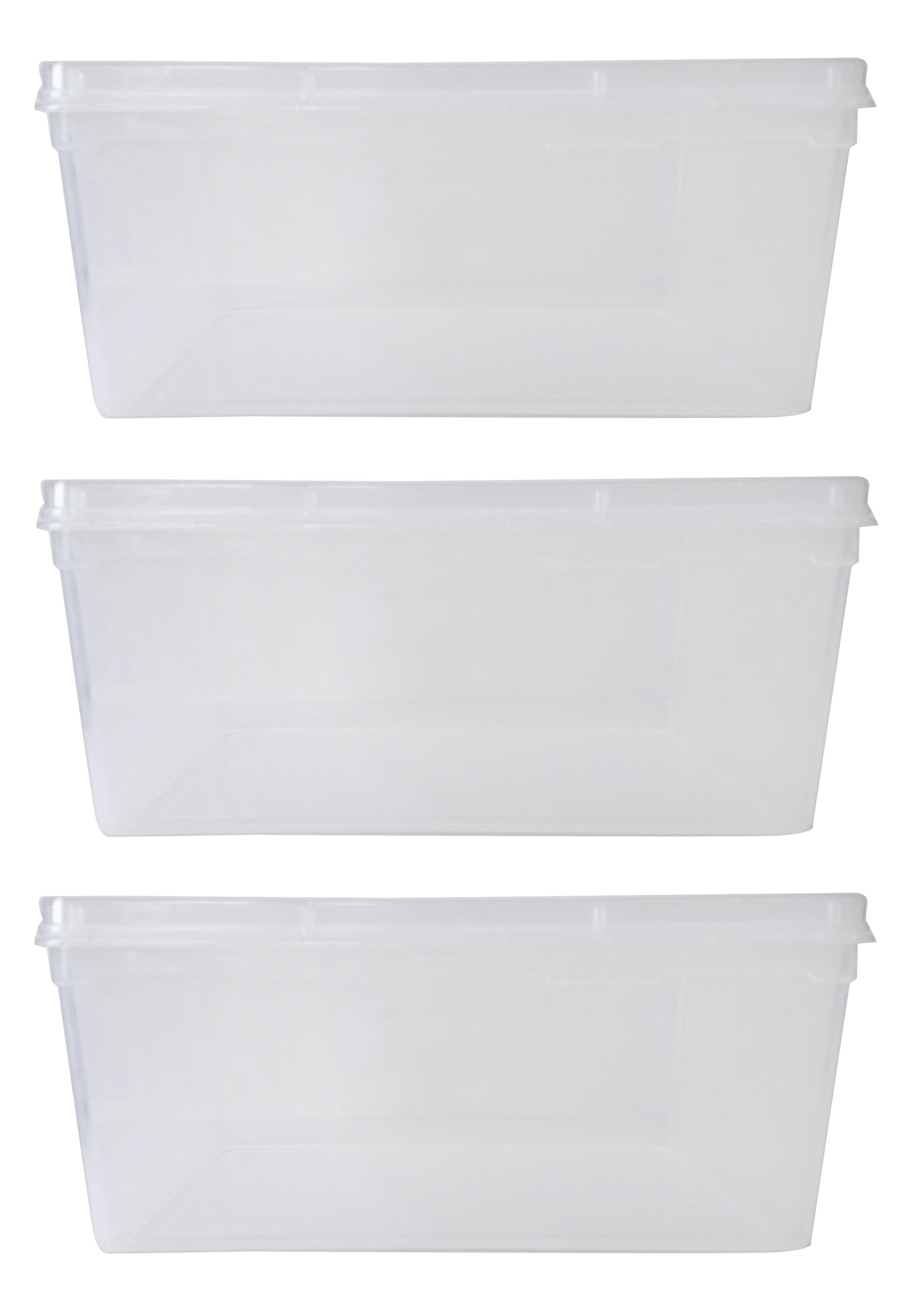 Clear Plastic Extra Large Storage Boxes - Fully Detachable Lid set of 3