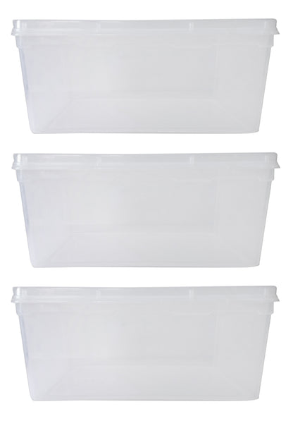 Clear Plastic Extra Large Storage Boxes - Fully Detachable Lid set of 3