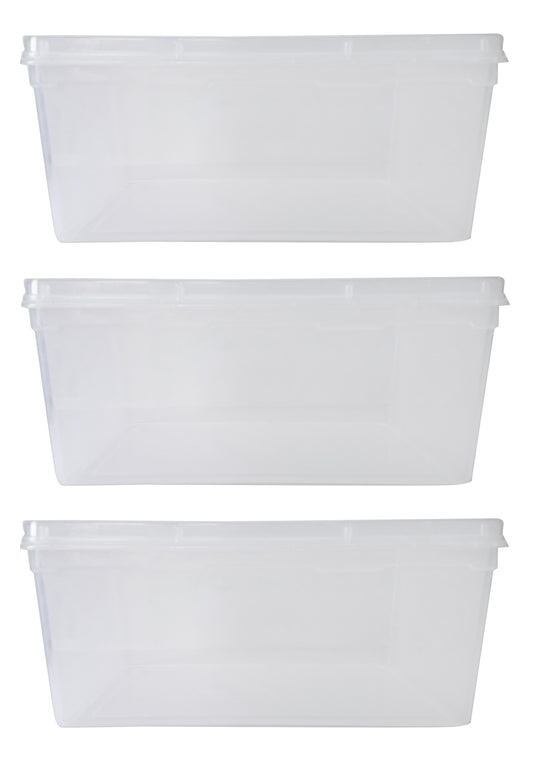 Clear Plastic Extra Large Storage Boxes - Fully Detachable Lid set of 3