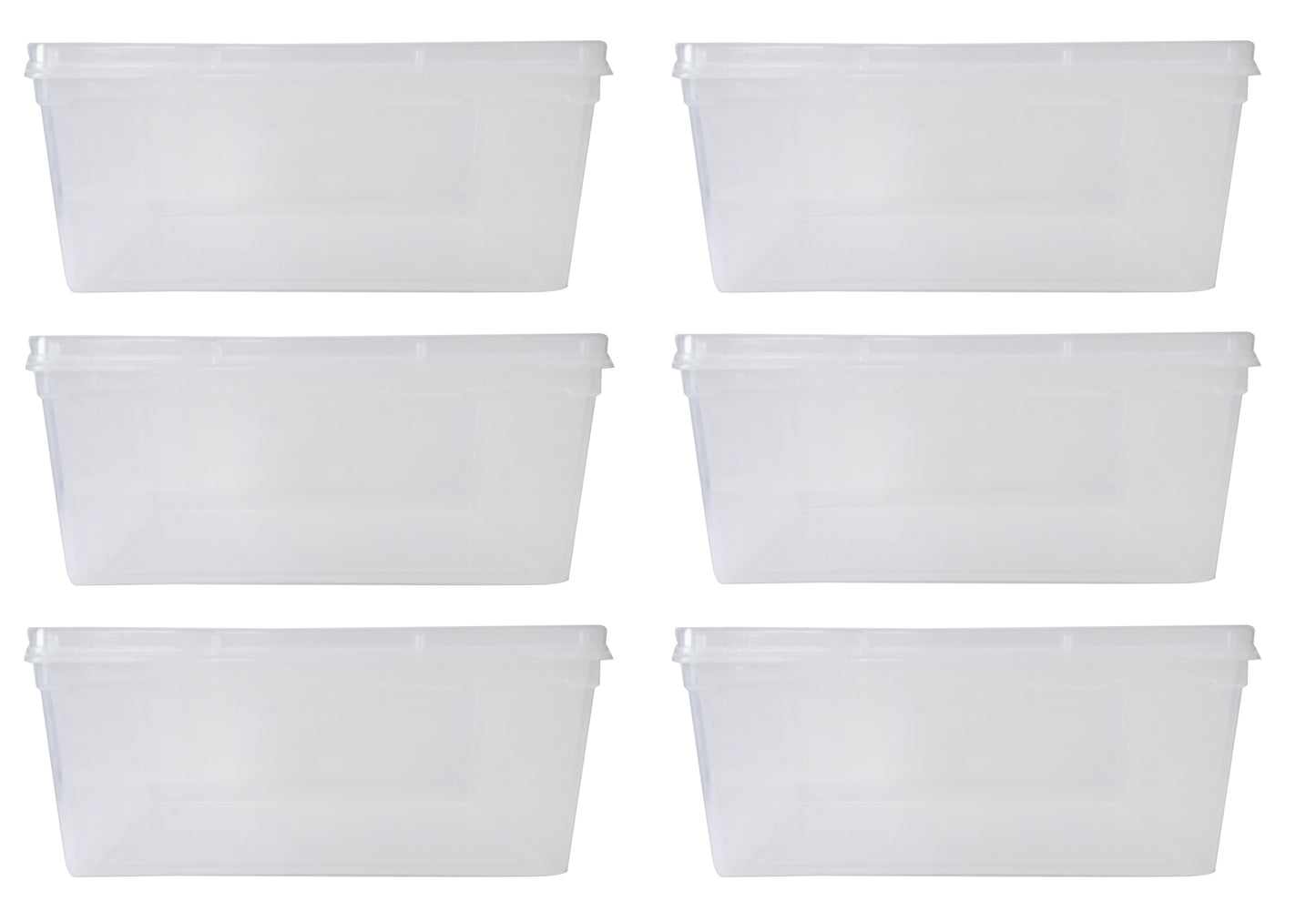 Clear Plastic Extra Large Storage Boxes - Fully Detachable Lid set of 6