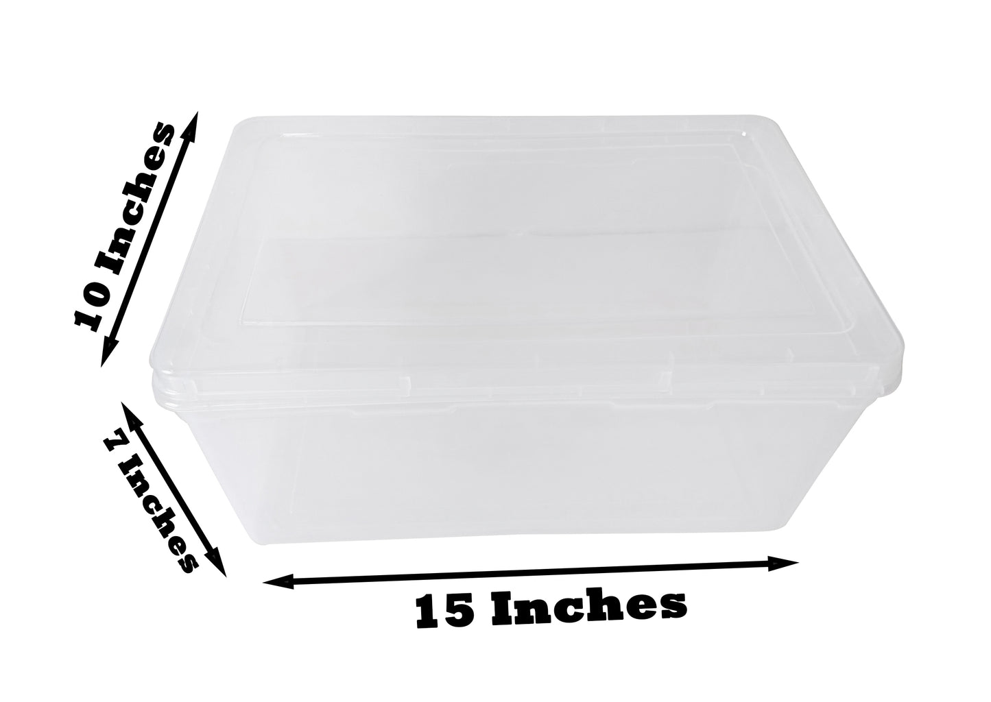 Clear Plastic Extra Large Storage Boxes - Fully Detachable Lid showing box size