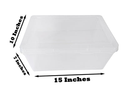 Clear Plastic Extra Large Storage Boxes - Fully Detachable Lid showing box size