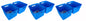 Plastic Checkered Extra Large Storage Baskets without lid Ocean Blue Colour upper & side view set of 6