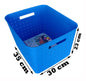 Plastic Checkered Extra Large Storage Baskets without lid Ocean Blue Colour showing size