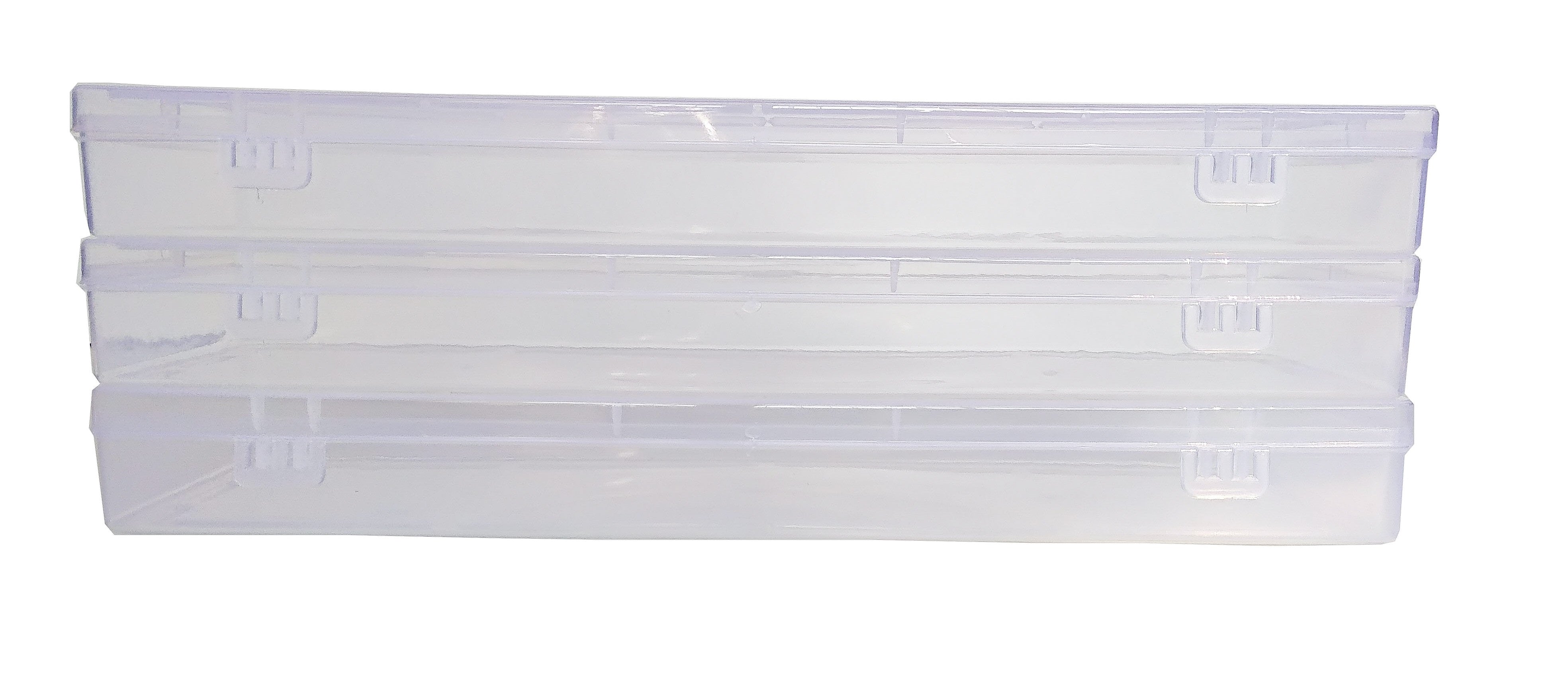 Clear Plastic Long Storage Boxes Size 13x3.25x1.3 Inches (Set of 3 ...